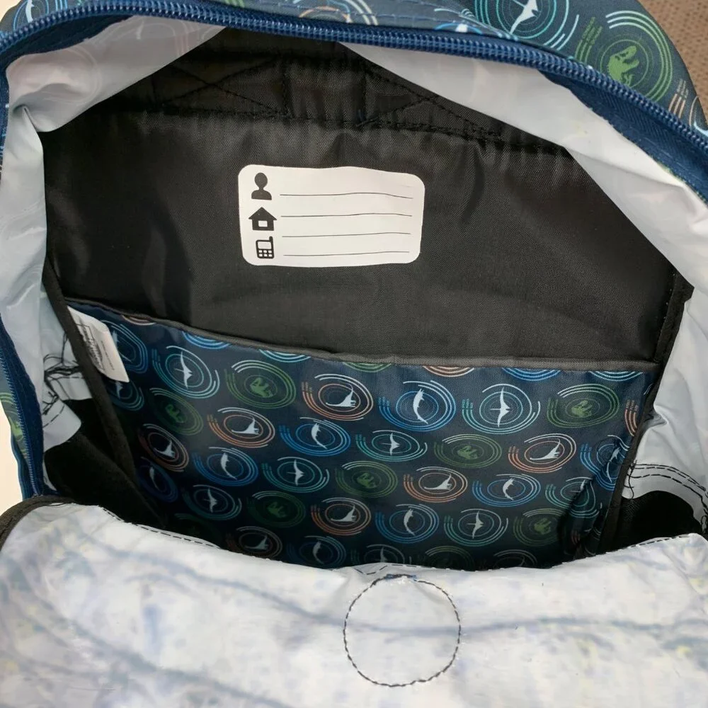 Jurassic World 17" Backpack Padded Laptop Sleeve Water-Resistant Blue Dinosaur - Picture 9 of 10